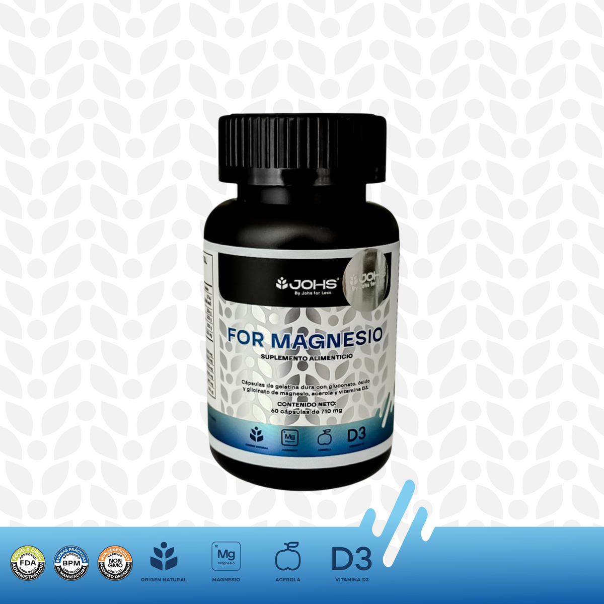 Magnesio JOHS | 4 Fuentes de Magnesio con Vitamina D3