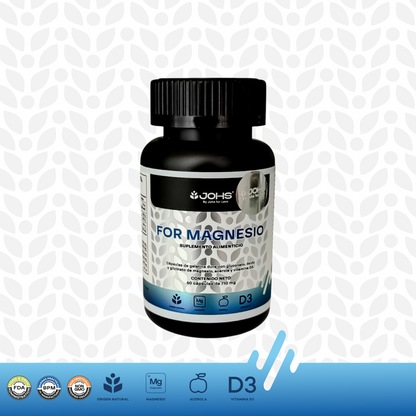 Magnesio JOHS | 4 Fuentes de Magnesio con Vitamina D3