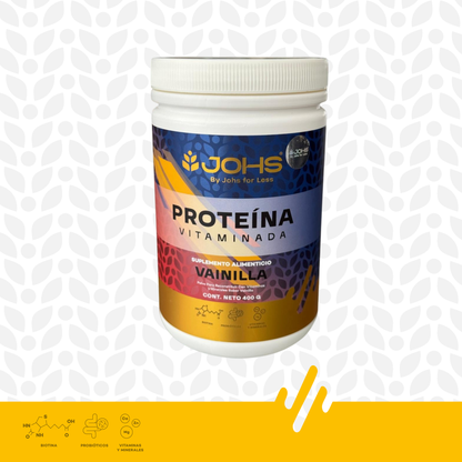 Proteína Vitaminada JOHS Sabor Vainilla  Suplemento Alimenticio con Proteína, Vitaminas y Probióticos