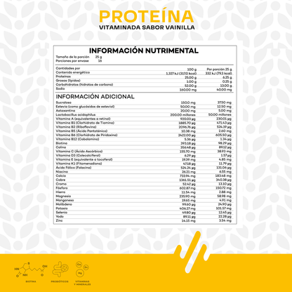 Proteína Vitaminada JOHS Sabor Vainilla  Suplemento Alimenticio con Proteína, Vitaminas y Probióticos