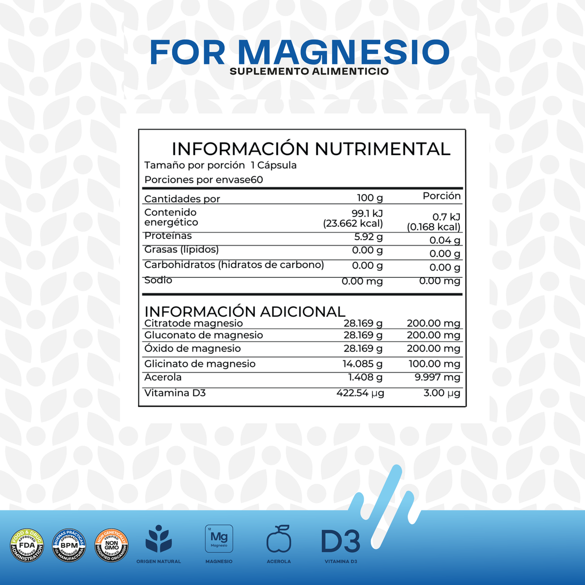 Magnesio JOHS | 4 Fuentes de Magnesio con Vitamina D3